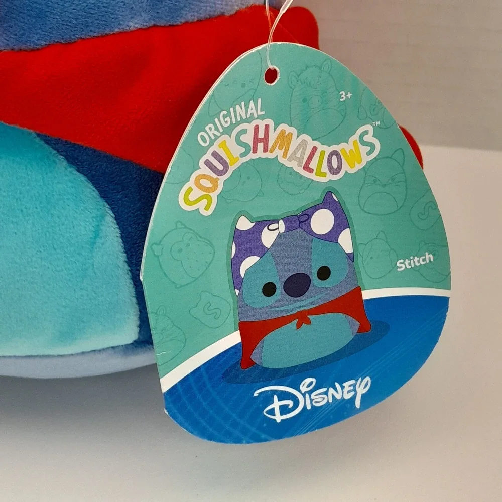 Squishmallows Disney Stitch Plush Blue Polka Dot Headband Red Cape 6 inch NWT